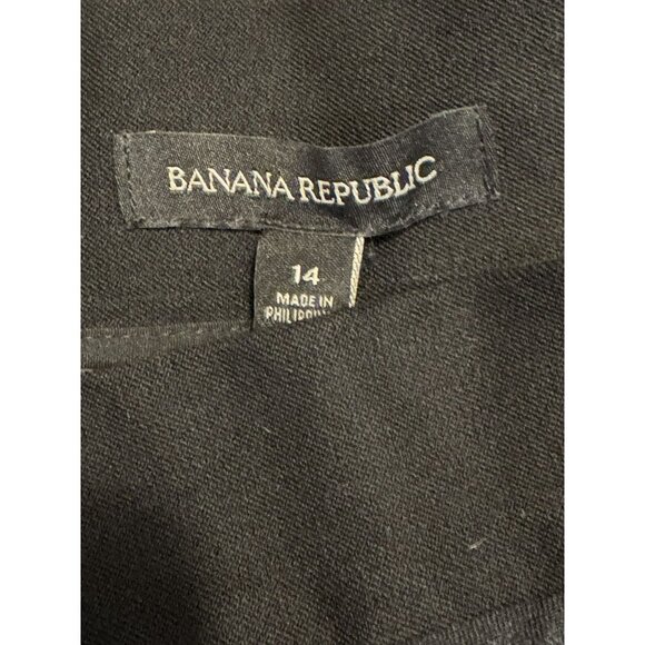 Banana Republic Black Striped Midi Skirt Ponte Knit Size 14 Chevron Fall Winter - Picture 4 of 8